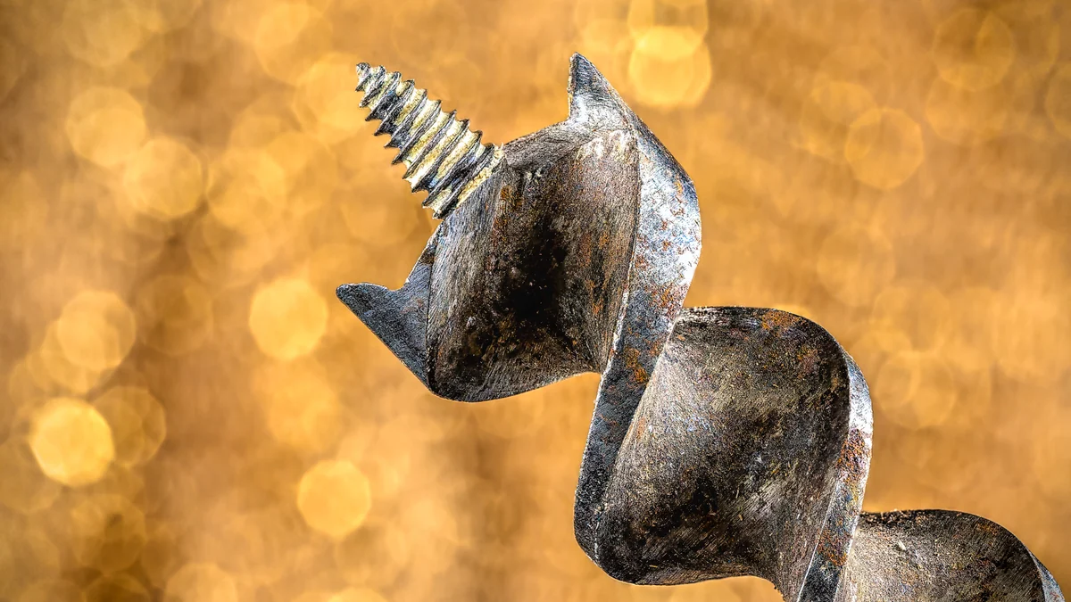 Metal drill bits close up